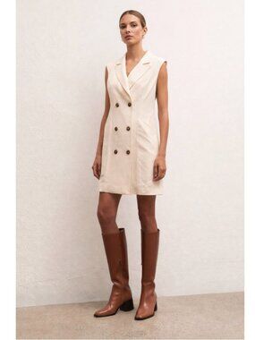 Z Supply Mini Blazer Dress Double Breasted Cream White Modern Classic Small